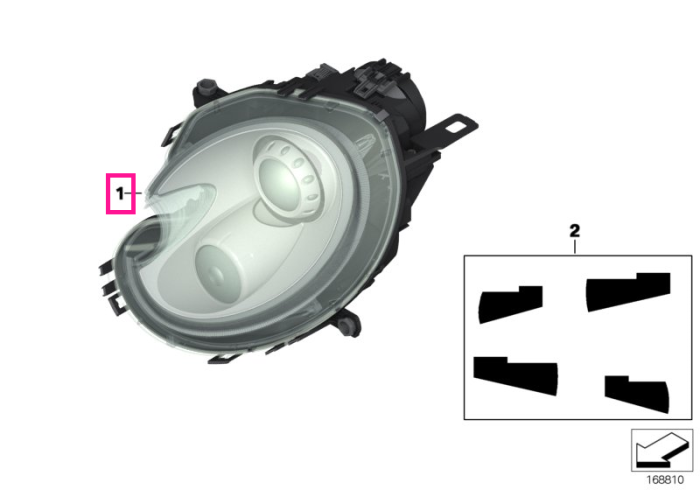Far dreapta, semnal lumina galbena - Mini Cabrio R57, Clubman R55, Coupe R58, Roadster R59, R56