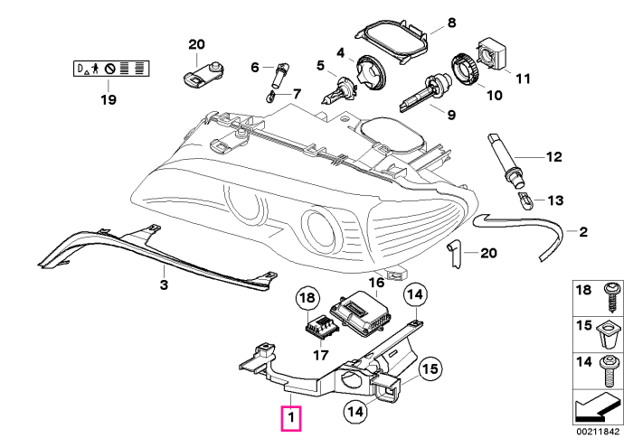 Suport inferior far, dreapta - BMW Seria 3 E46	