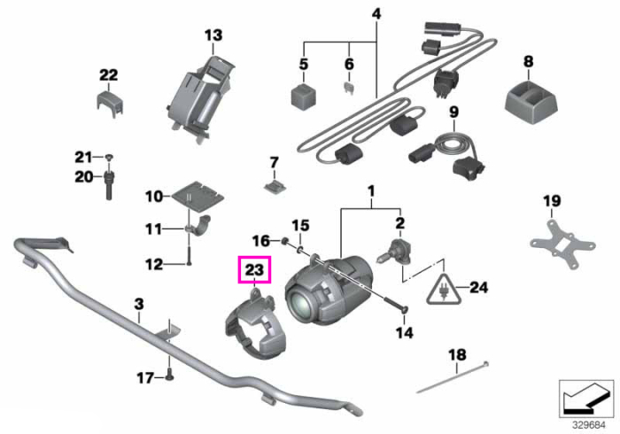 Inel de fixare far suplimentar - BMW Motorrad K25 (R 1200 GS), K25 (R 1200 GS Adventure) - tip motor 2-Zyl