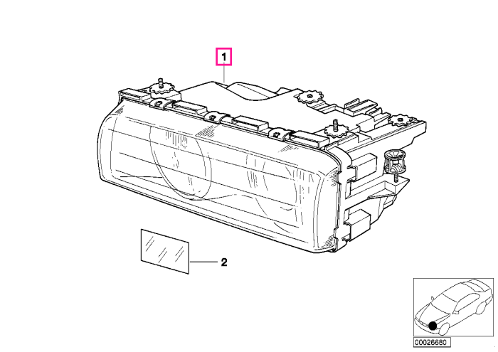 Far Xenon, dreapta - BMW Seria 7 E38