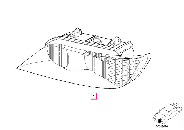 Far stanga, cu semnalizator lateral Alb (White) - BMW Z3