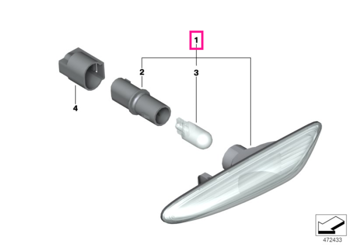 Lampa aditionala semnalizare, lumina galbena, pe aripa stanga - BMW X3 E83