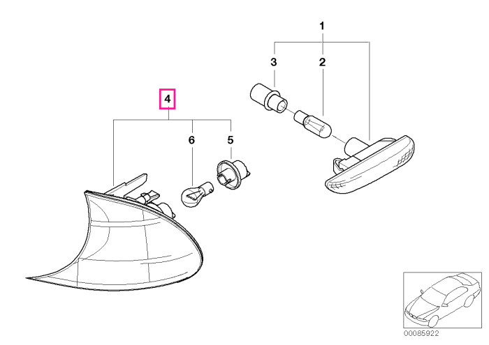 Lampa semnal stanga - BMW Seria 3 E46