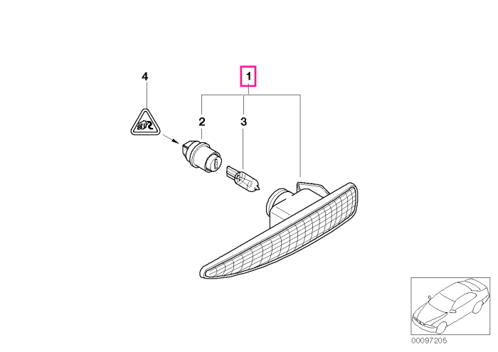 Lampa semnal lumina galbena, pe aripa stanga - BMW Seria 7 E65 E66