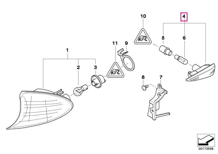 Semnalizator lateral auxiliar, lumina galbena, aripa dreapta (titan) - BMW Seria 3 E46	