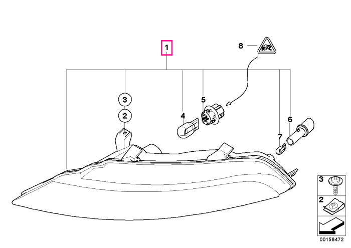 Lampa laterala semnalizare, dreapta, lumina alba - BMW Seria 6 E63 E64	
