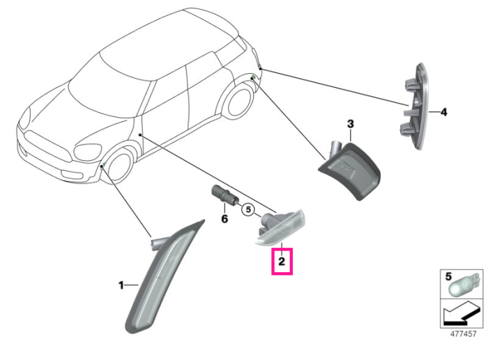 Lampa aditionala semnalizare, pe aripa stanga - Mini Countryman F60