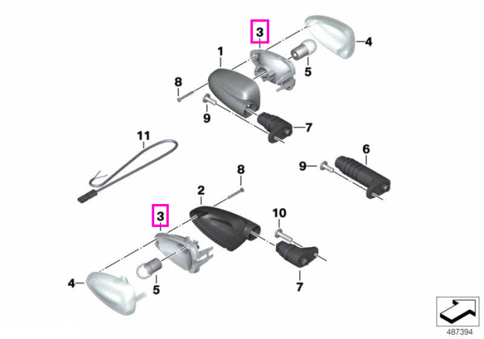 Reflector semnalizator - BMW Motorrad K25, K27, K28, K29, K43, K71, K72, K73