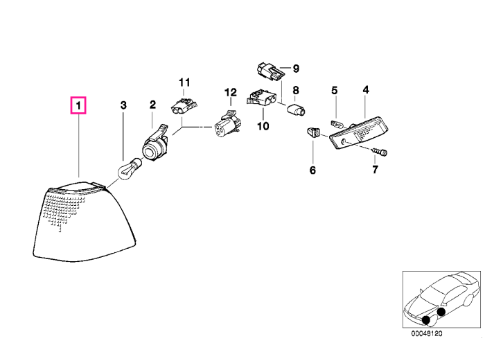 Lampa semnalizare dreapta, fata - BMW Seria 3 E36