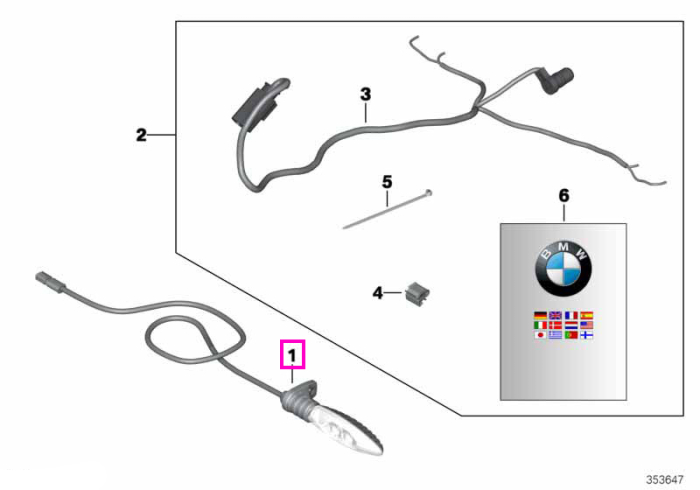 Semnalizator LED, lentila transparenta - BMW Motorrad K42 (HP4), K46 (S 1000 RR), K47 (S 1000 R), K53 (R 1200 R, R 1250 R), K54 (R 1200 RS, R 1250 RS)