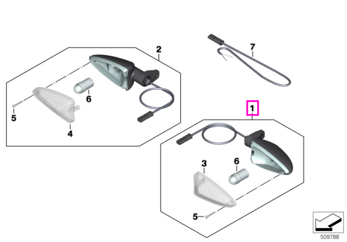 Semnalizator dreapta - BMW Motorrad K02, K03, K09, K17, K18, K21, K22, K23, K32, K33, K49, K50, K51, K53, K54, K69, K70, K71, K72, K73, K75, K80, K81, K82, K83, K84