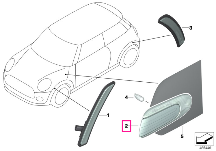 Lampa aditionala semnalizare, pe aripa fata, dreapta - Mini Cabrio F57, F56	