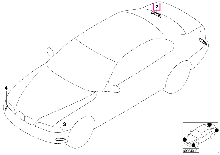 Ornament reflectorizant bara spate, dreapta - BMW Seria 3 E46