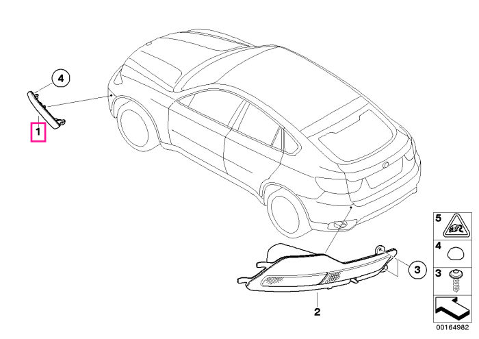 Ornament reflectorizant, dreapta, fata - BMW X5 E70, X6 E71 E72	
