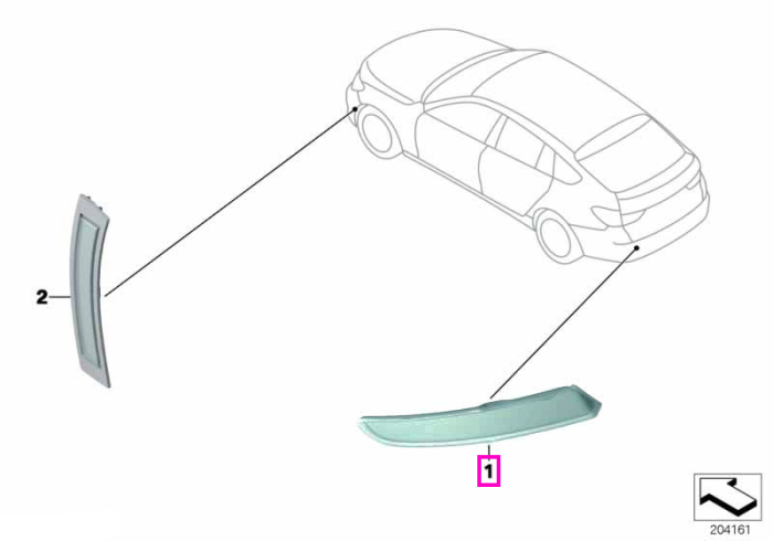  Catadioptru/Ornament reflectorizant, pe bara protectie spate, dreapta - BMW Seria 5 F07 GT LCI	