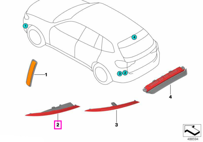 Proiector ceata spate / reflector (catadioptru) stanga - BMW X4 G02 M F98, X6 F16