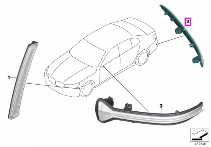 Catadioptru/Ornament reflectorizant, spate, dreapta - BMW Seria 7 G11 G12