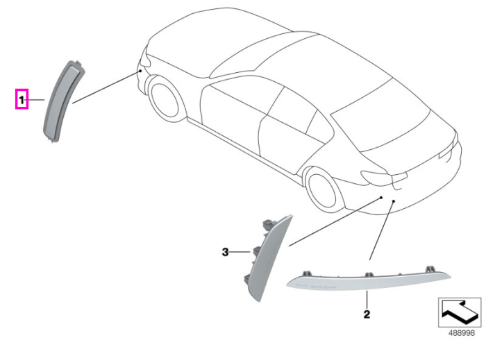  Catadioptru lateral dreapta, bara fata - BMW Seria 5 F90 M5 G30