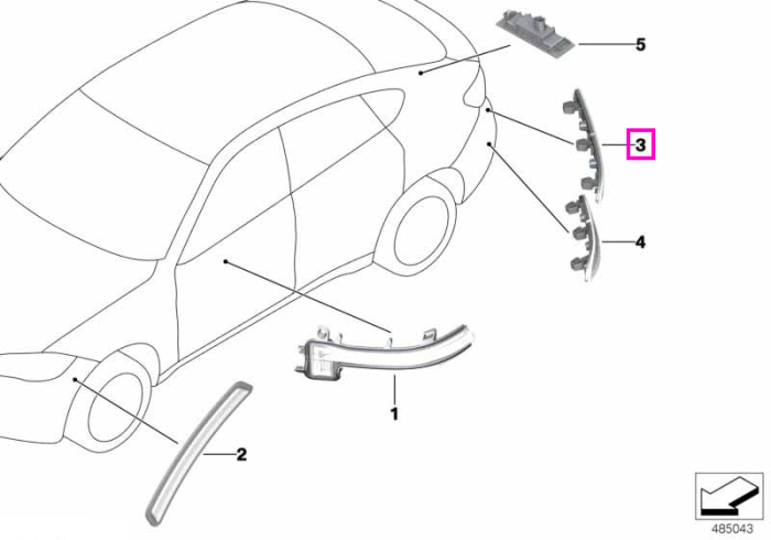 Catadioptru/Reflector bara protectie spate, stanga - BMW X2 F39
