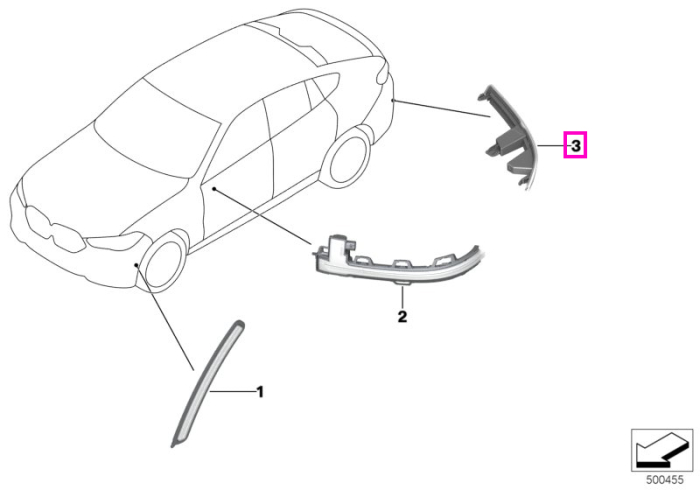  Catadioptru/Ornament reflectorizant, bara protectie spate, dreapta - BMW X4 G02, X6 G06	