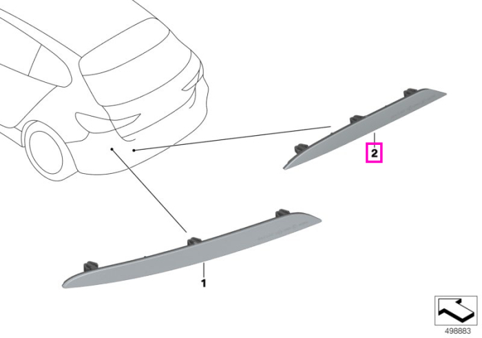  Catadioptru/Ornament reflectorizant, bara protectie spate, dreapta, M - BMW Seria 1 F40