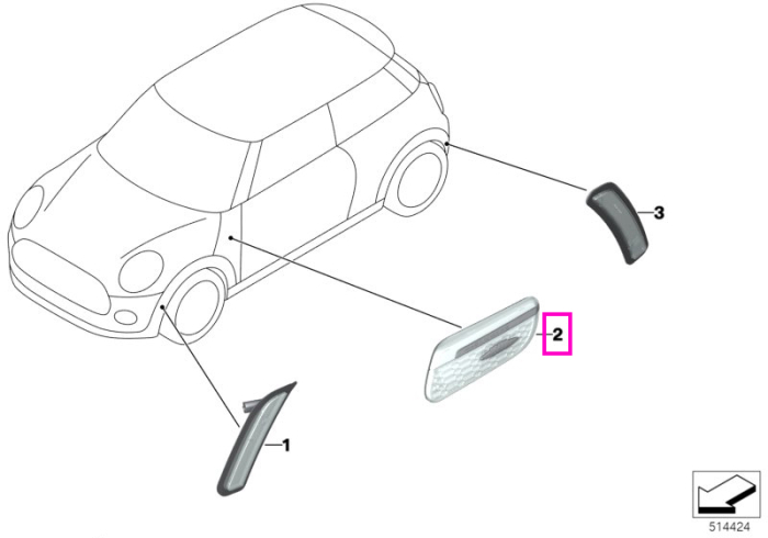 Lampa aditionala semnalizare, stanga, COOP S/SD Black - Mini Cabrio F57, F55, F56