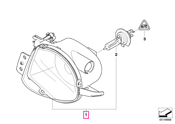 Proiector ceata, dreapta - BMW Seria 3 E90 E91 - fara 0536 (Auxiliary heating)