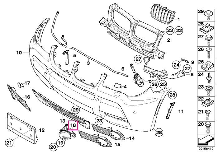 Proiector ceata, dreapta - BMW X1 E84, X3 E83, X5 E70 - cu pachet M si faruri adaptive