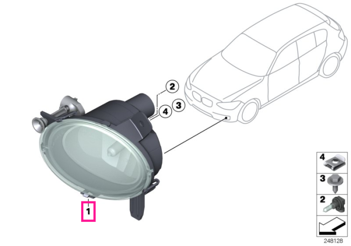 Proiector ceata, LED, dreapta - BMW Seria 1 F20 F21, Seria 2 F22 F23, Seria 3 F30 F31 F34 F35, Seria 4 F32 F33 F36	