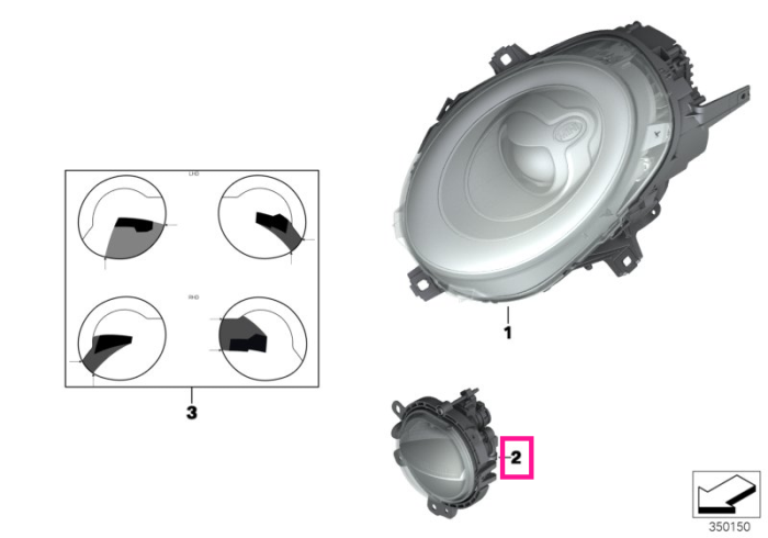 Proiector ceata LED, dreapta - Mini Cabrio F57, Clubman F54, F55, F56