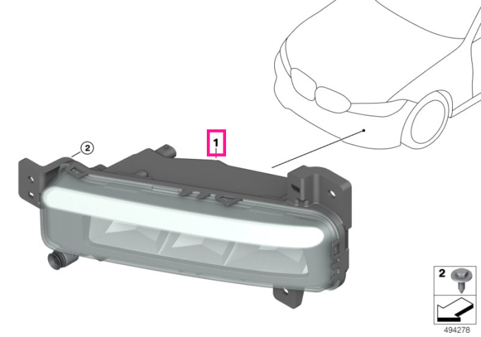 Proiector ceata, LED, dreapta - BMW Seria 2 F44, Seria 3 G20 G21 - fara Pachet Aerodinamic M