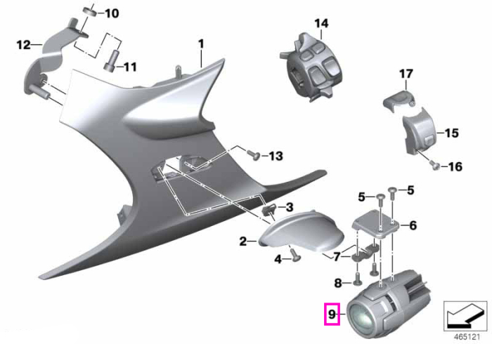 Far suplimentar LED Nano - BMW Motorrad K48 (K 1600 GT, K 1600 GTL), K61 (K 1600 Bagger)