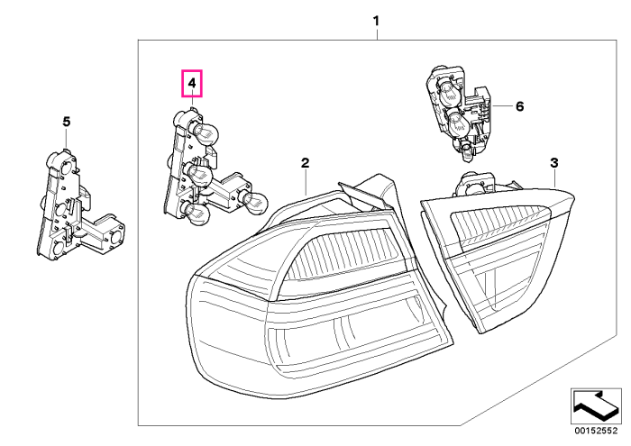 Suport becuri lampa stop, pe aripa spate, dreapta - BMW Seria 3 E91	