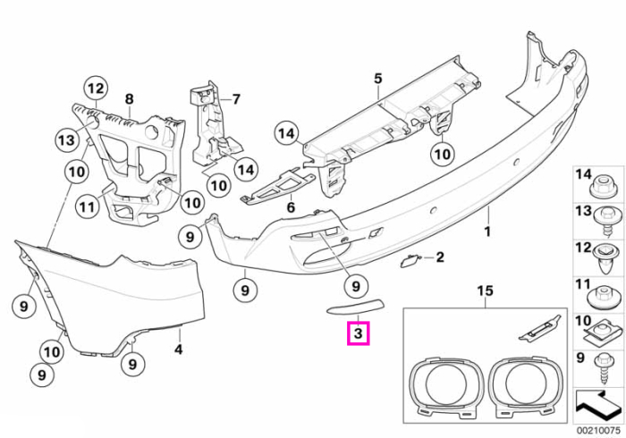Catadioptru bara protectie spate, dreapta - BMW X5 E70