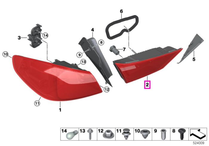 Lampa stop, hayon, stanga - BMW Seria 1 F40