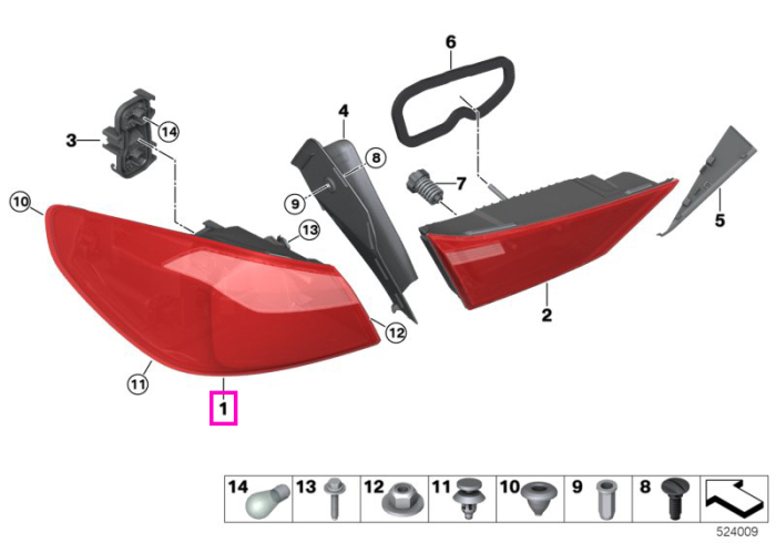 Lampa stop, aripa spate, stanga - BMW Seria 1 F40