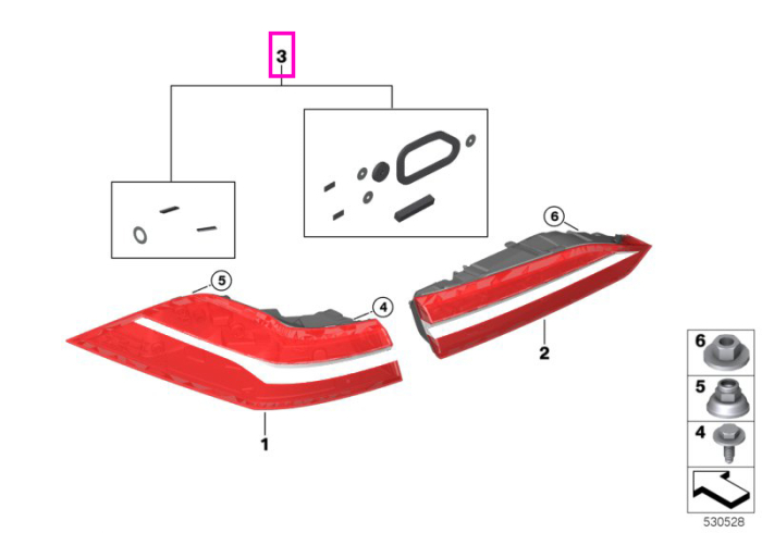 Set chedere lampi stop, dreapta - BMW Seria 5 G60 G61 G68 G90 G99 M5
