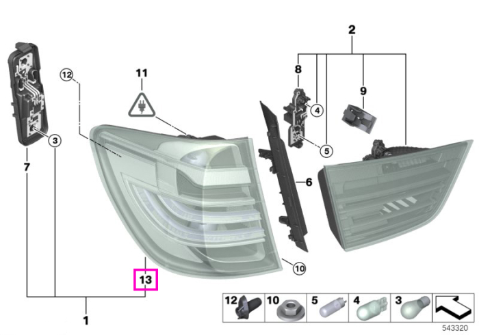 Lampa stop LED, fara soclu bec, pe aripa stanga - BMW X3 F25
