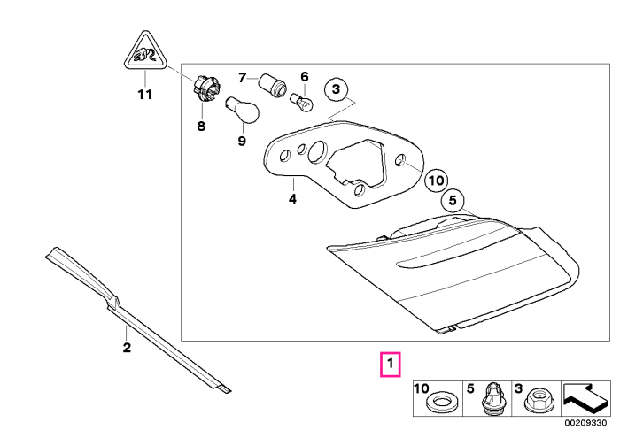 Lampa stop stanga, semnal lumina alba, pe capota portbagaj - BMW Seria 7 E65 E66