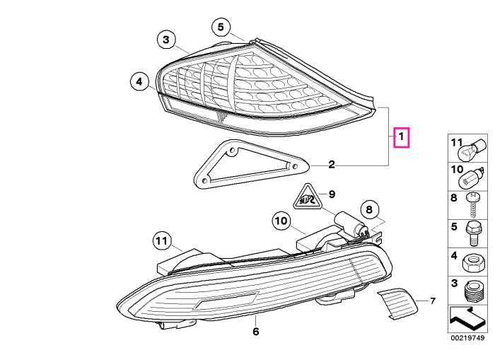Lampa stop stanga, pe aripa - BMW Seria 6 E63 E64