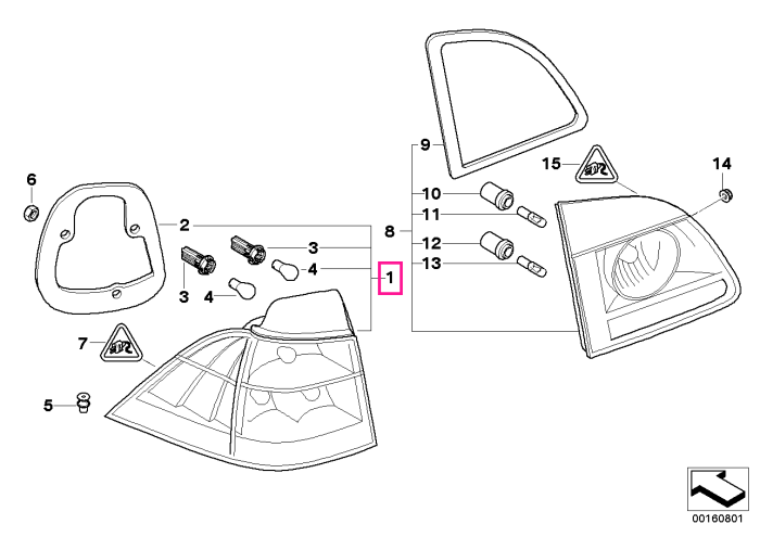 Lampa stop, pe aripa dreapta - BMW Seria 5 E61