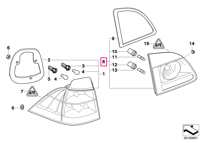 Lampa stop, dreapta, pe capota portbagaj - BMW Seria 5 E61