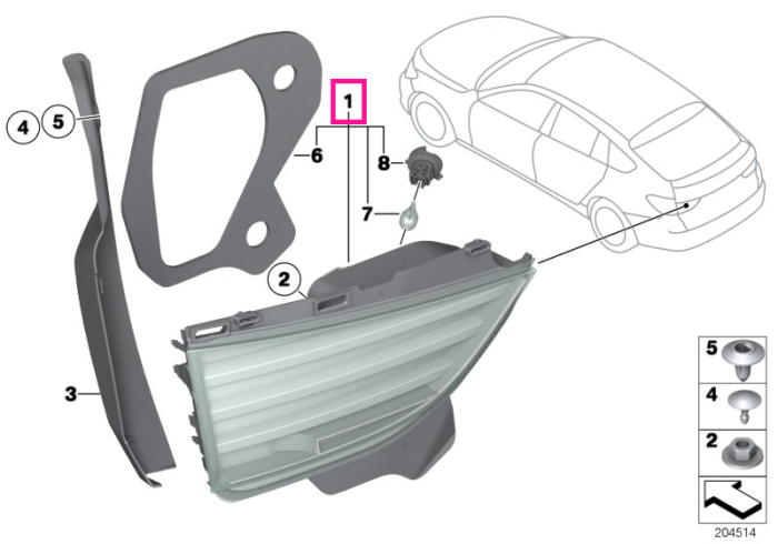Lampa stop dreapta, pe capota portbagaj - BMW Seria 5 F07 GT