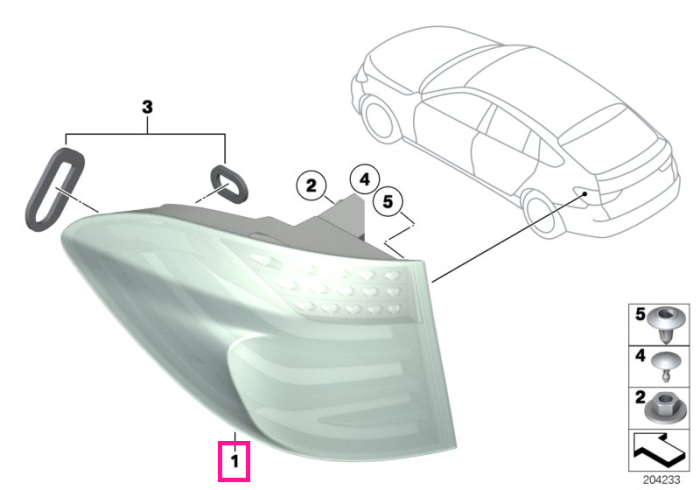 Lampa stop, pe aripa stanga - BMW Seria 5 F07