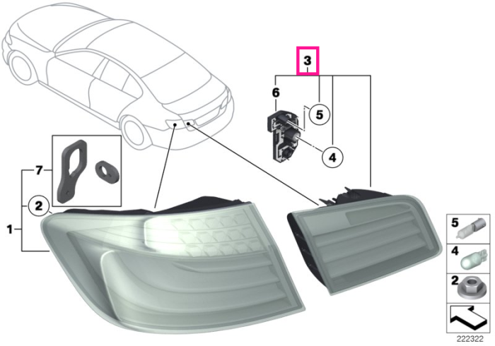 Lampa stop dreapta, pe capota portbagaj - BMW Seria 5 F10 F18	