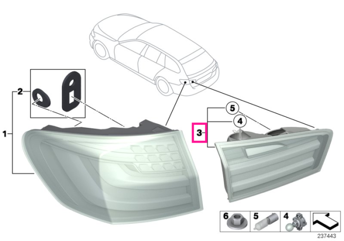 Lampa stop stanga, pe capota portbagaj - BMW Seria 5 F11