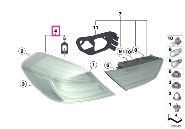 Lampa stop, pe aripa stanga - BMW Seria 6 F06 F12 F13