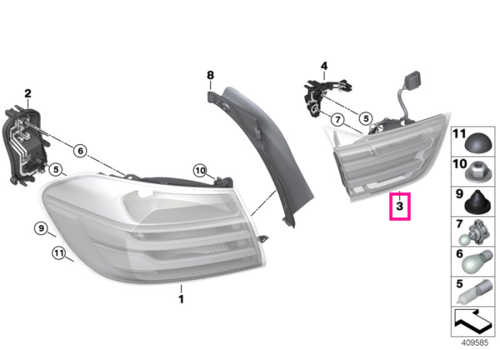 Lampa stop dreapta, pe capota portbagaj - BMW Seria 4 F32 F33 F36 F83 M4