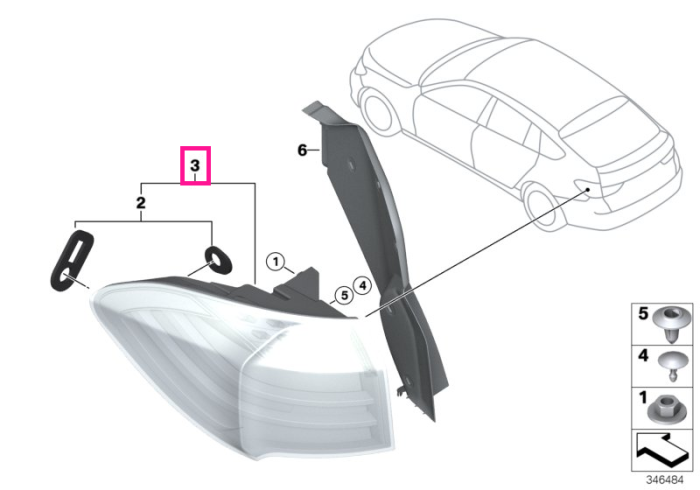 Lampa stop, pe aripa dreapta - BMW Seria 5 F07 GT LCI	