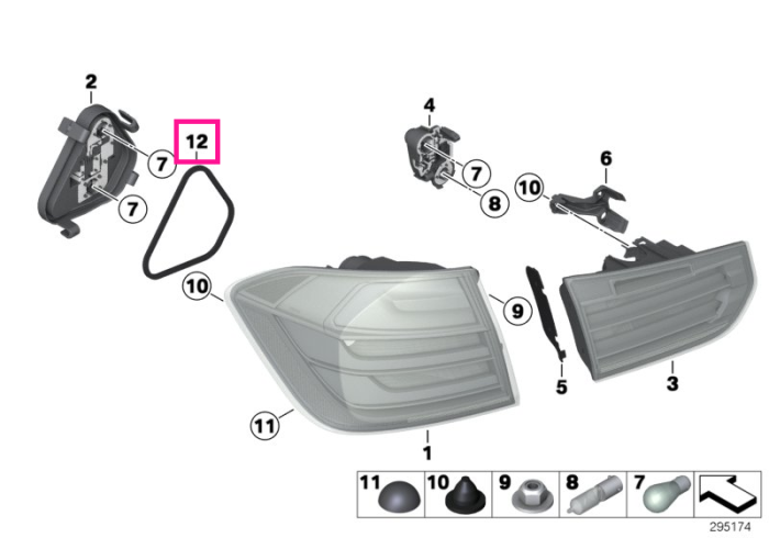 Garnitura etansare soclu becuri, lampa stop - BMW Seria 3 F30 F35 F80 M3